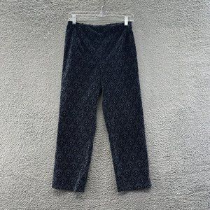 Talbots Pants Women's 4 Blue Moroccan Style Print Cropped Velour Pants Size 4